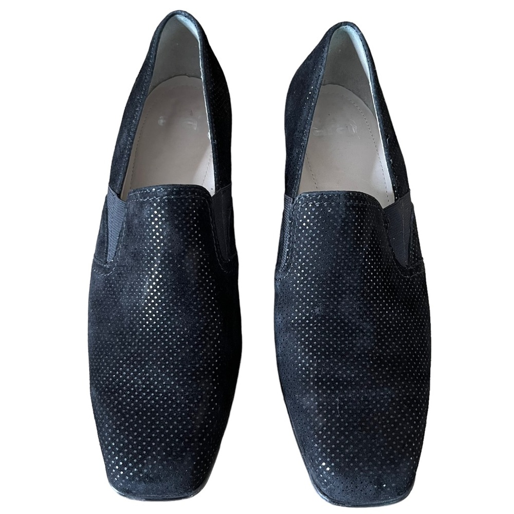 Ara Suede Dot Block Heel Loafers